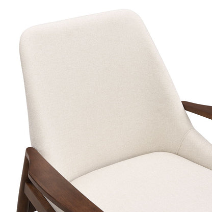 Accent Chair, Mid-Century Modern Armchair With Solid Wood Frame, Reading Leisure Chair With High Back For Living Room - Beige