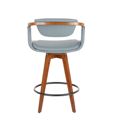 Oracle - Mid-Century Modern Counter Stool - Walnut / Gray
