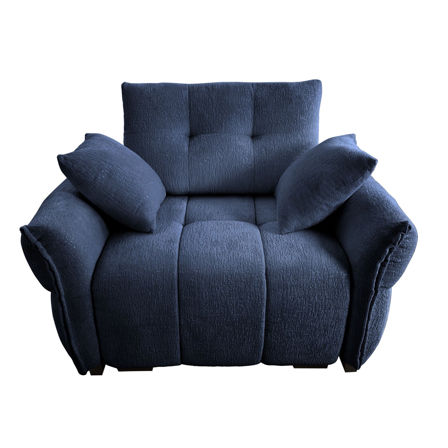 Modern Ergonomic Single Seater Sofa With High Resilience Support Cushions And Throw Pillows - Blue