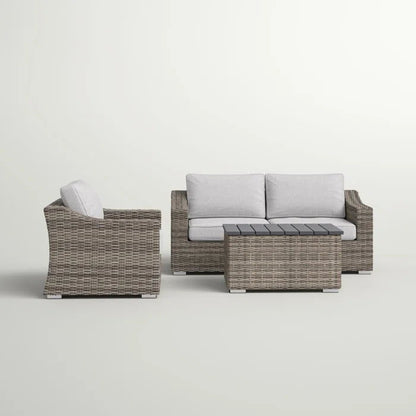 Stylish 3 Person Seating Group With Cushions Perfect For Outdoor Relaxation - Gray Mix