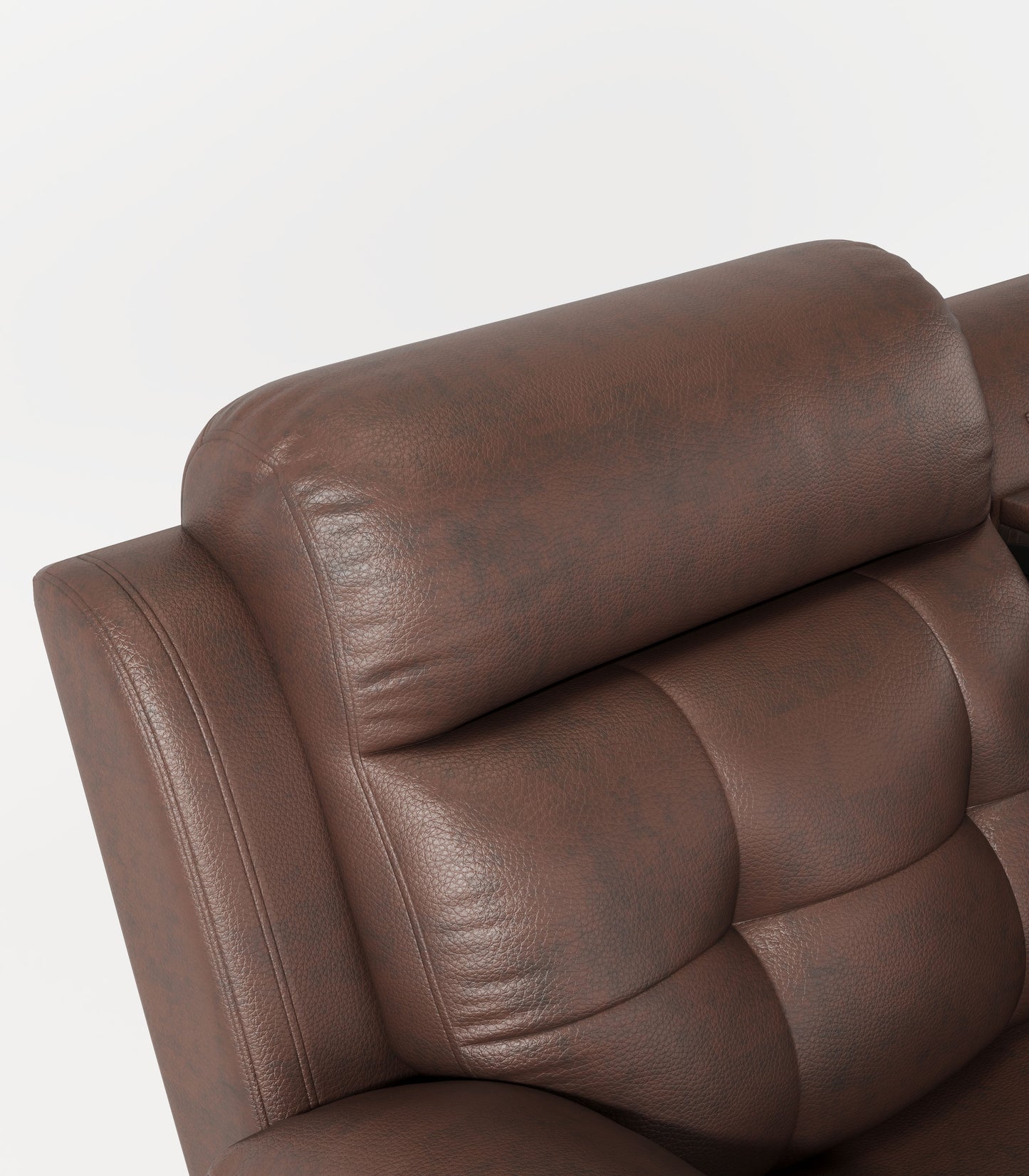 Genuine Leather Non-Power Reclining Sofa With Drop Down Table, Stainless Steel Cupholders And Magazine Bag - Brown