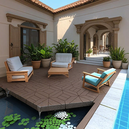 New Style Patio Deck Tiles, Diy Module Interlocking Decking Tiles Floor Tile Outdoor And Indoor, Easy And Quick Installation Court Tiles For Porch Poolside Balcony Backyard 44 Pieces - Red Brown