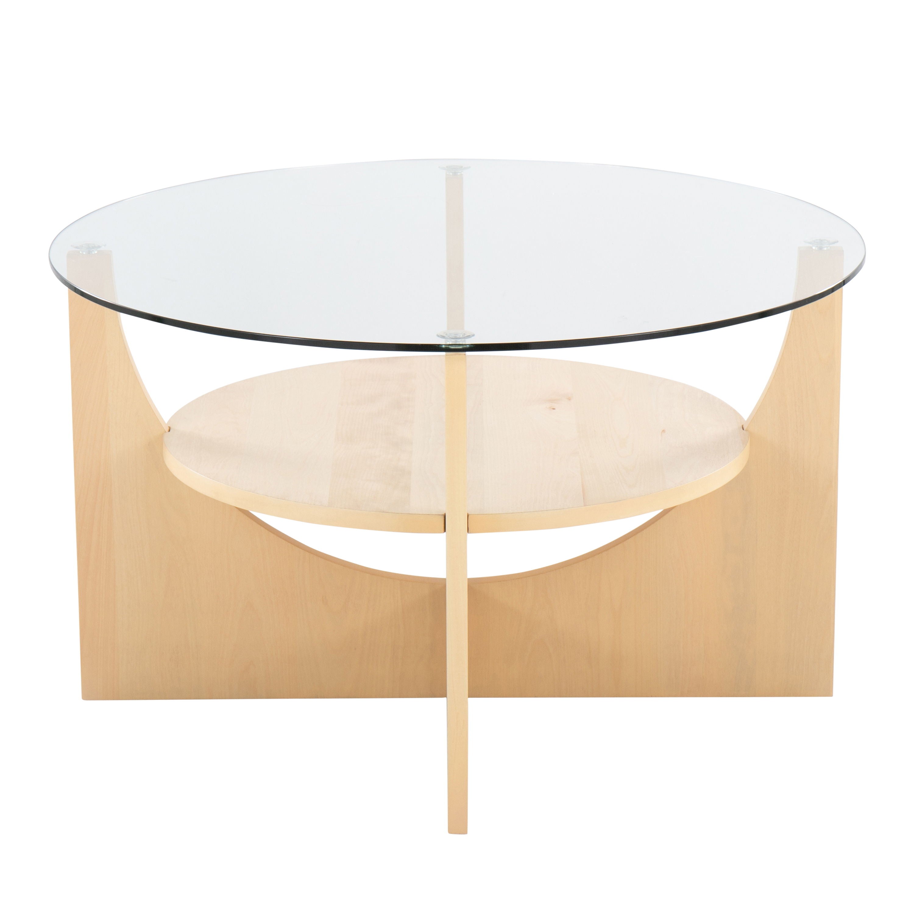U - Shaped Contemporary Coffee Table - Natural / Clear