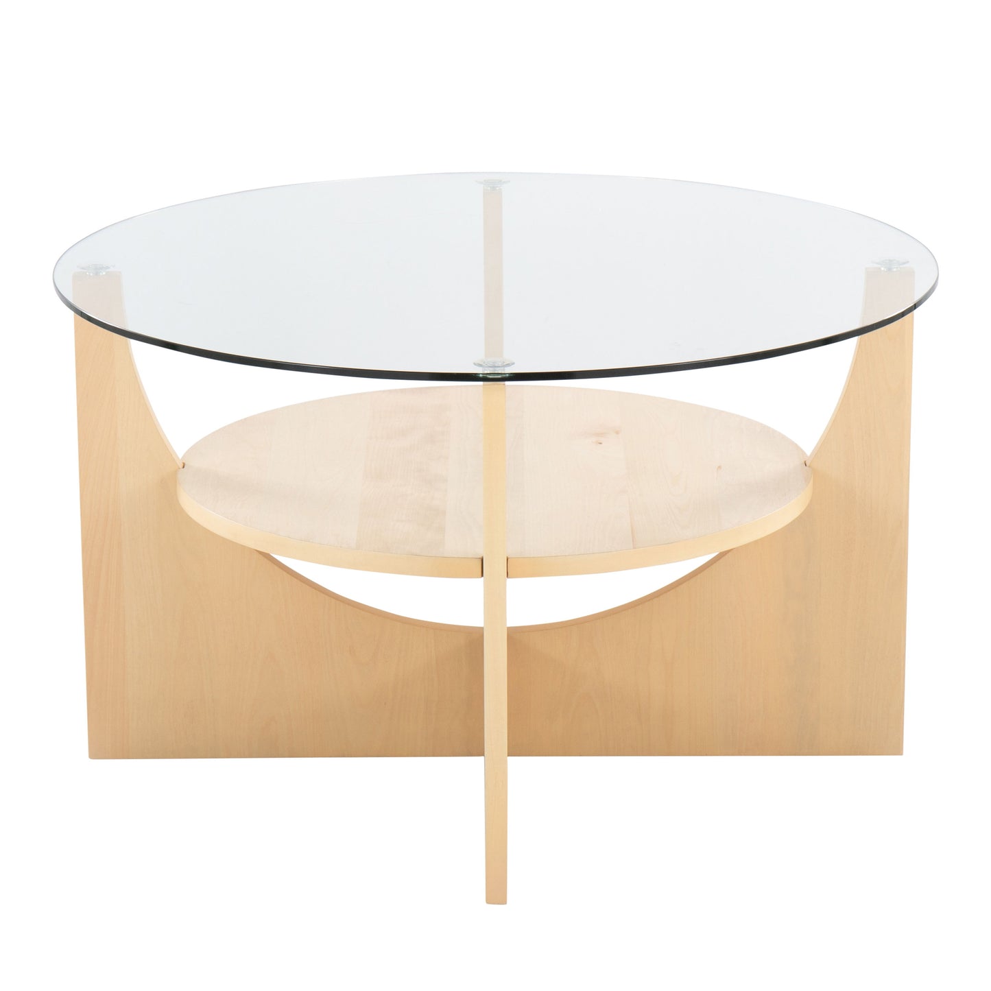 U - Shaped Contemporary Coffee Table - Natural / Clear