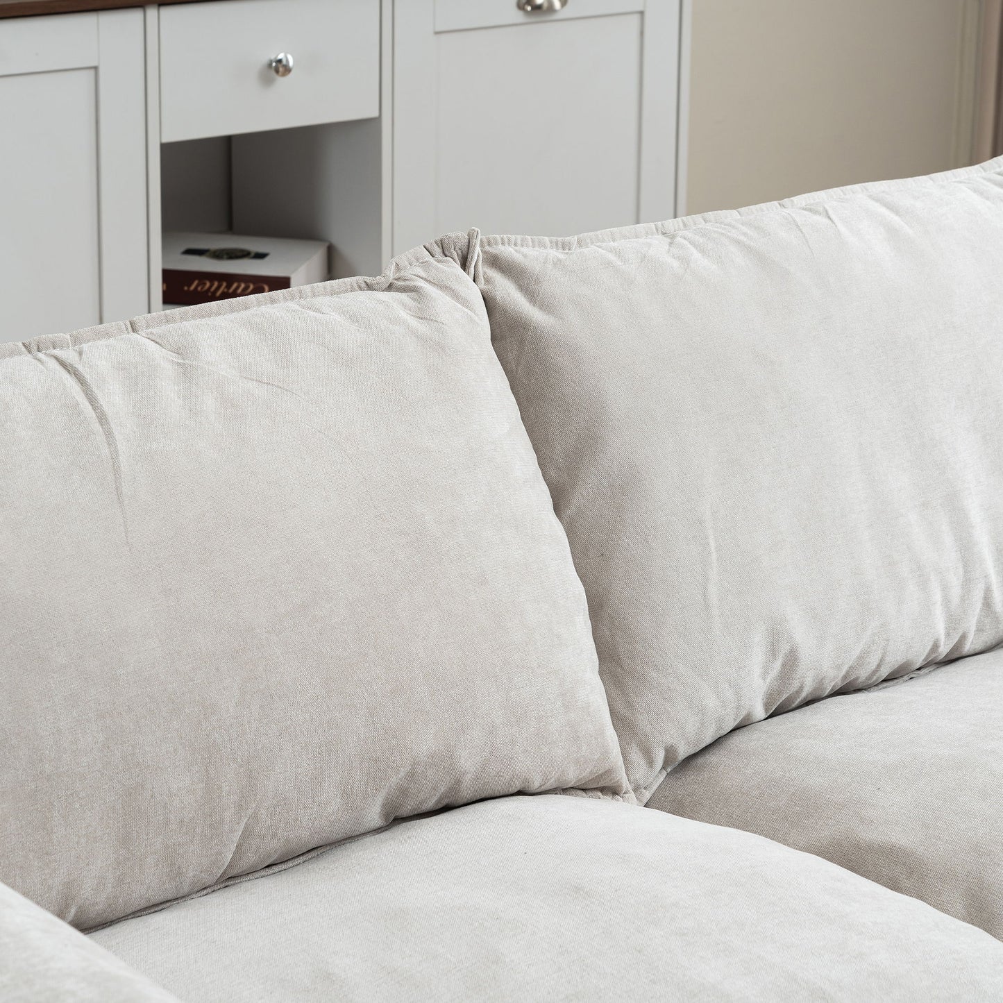 Convertible Combination Sofa, Sofa U Shaped, Sofa With Footstools With Storage Sofa For Living Room, Living Room 2 Seater Combination Sofa - Beige