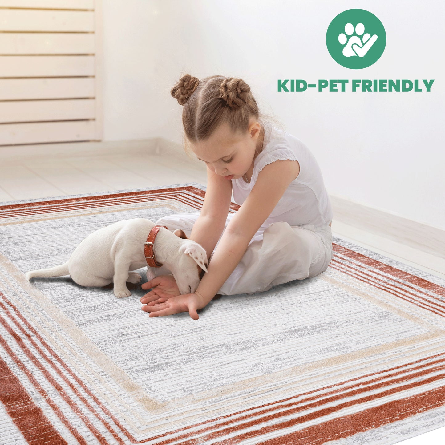 Marfi - 5' X 7' Bordered Area Rug - Brown / Ivory
