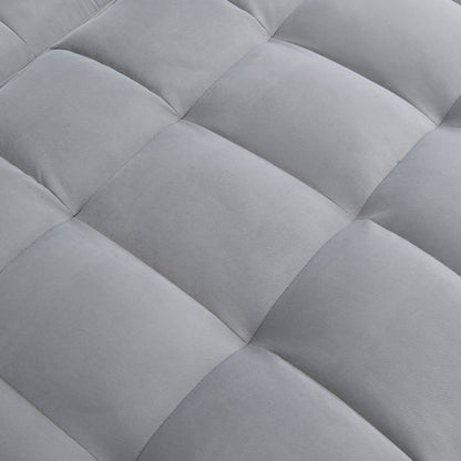Modern Velvet Loveseat Futon Sofa Couch With Pullout Bed, Adjustable Backrest, Toss Pillows - Light Gray