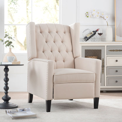 Manual Wing Chair Recliner - Beige