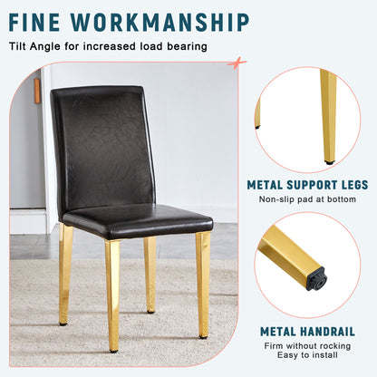 (Set of 4) Backrest Chairs With Gold Metal Legs A Perfect Pairing, Ideal For Minimalist And Modern Home Decor Styles - Black / Gold