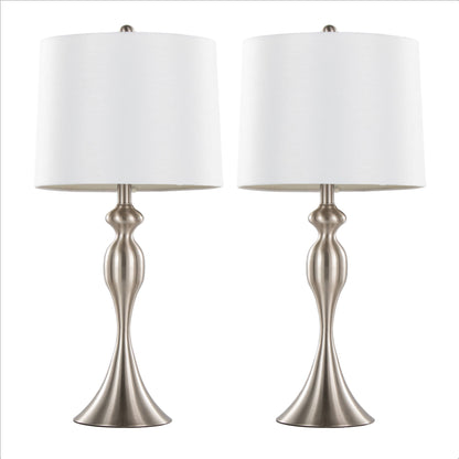 Ashland - Contemporary Table Lamp (Set of 2) - White / Nickel