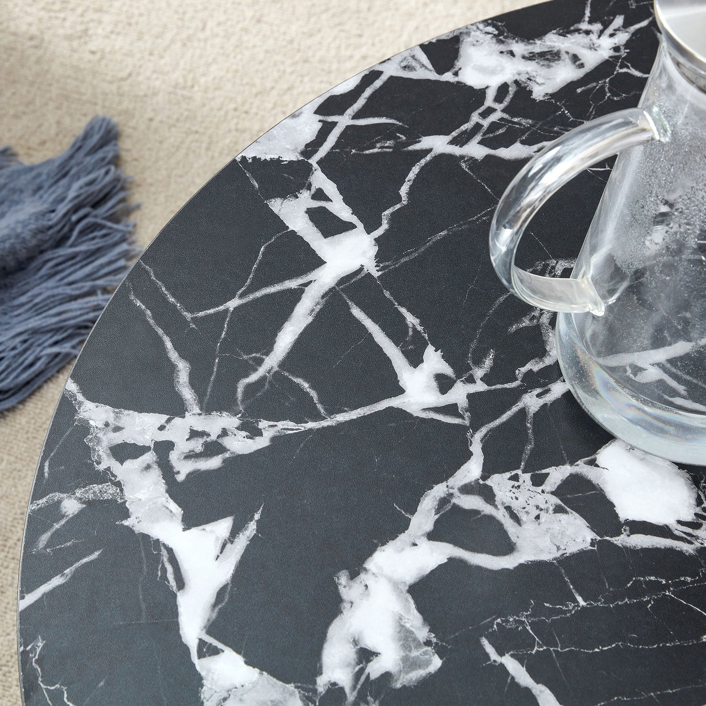 Versatile Round Coffee Table For Various Interior Styles, Exhibiting Modern Minimalism And Nordic Charm - Black / Black White