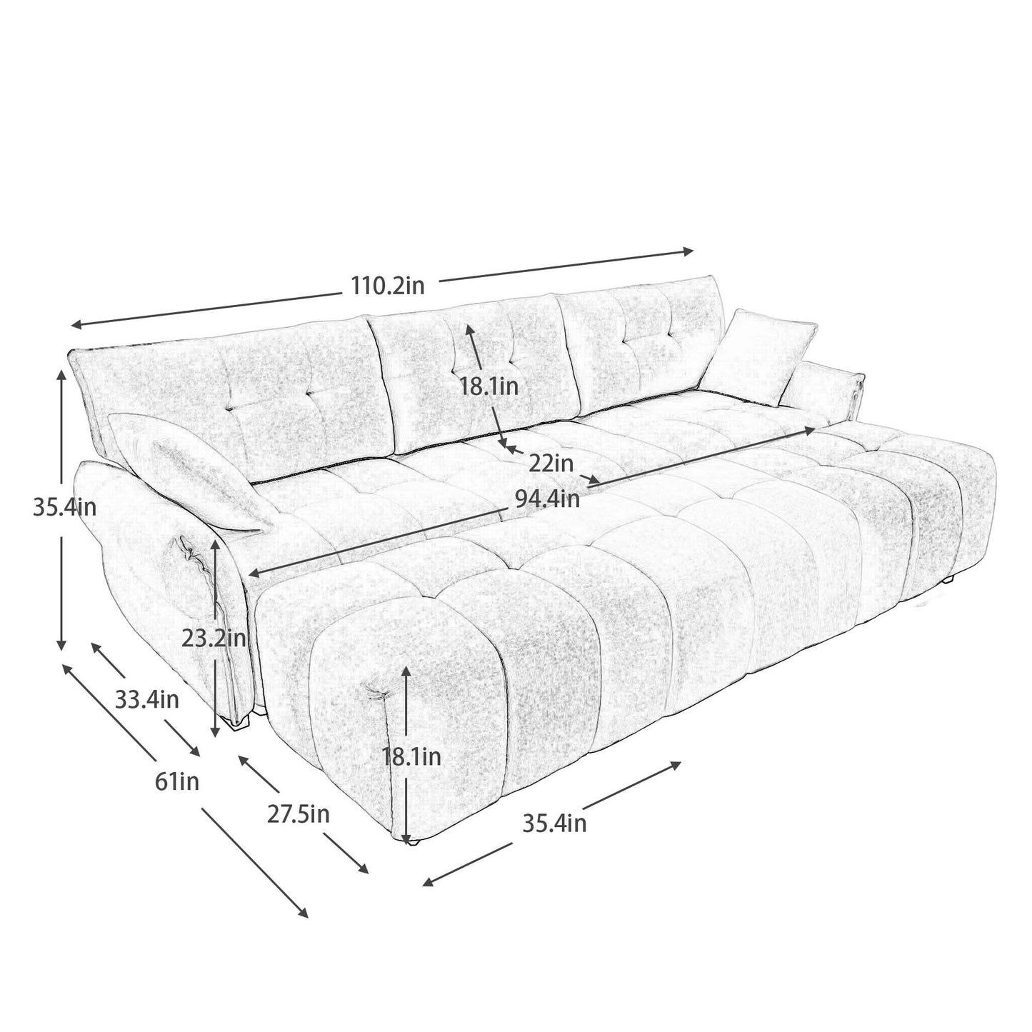 Elegant Textured 3 Seater Sofa Set With 3 Ottomans And Pillows Frame - Green