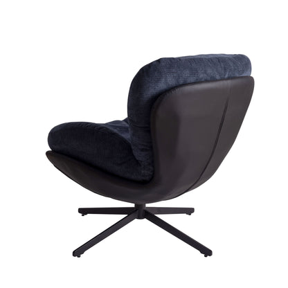 360ÔøΩÔøΩ Swivel Office Chair, Modern Chenille Chair With And Metal Base Frame, No Wheels, Accent Chair - Dark Blue