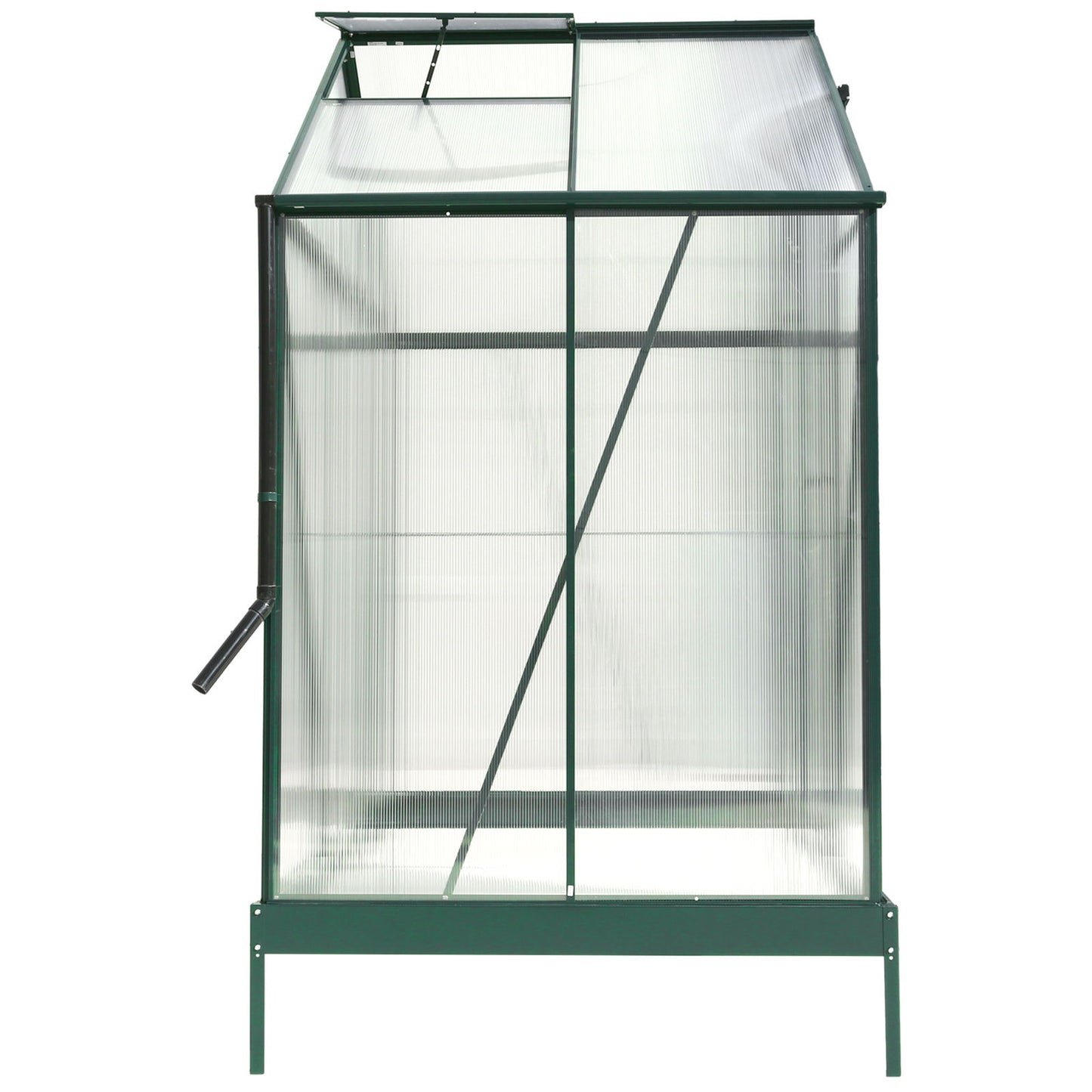 6.3'x4.2'x7' Polycarbonate Greenhouse, Heavy Duty Outdoor Aluminum Walk-In Green House Kit With Rain Gutter, Vent And Door For Backyard Garden - Green