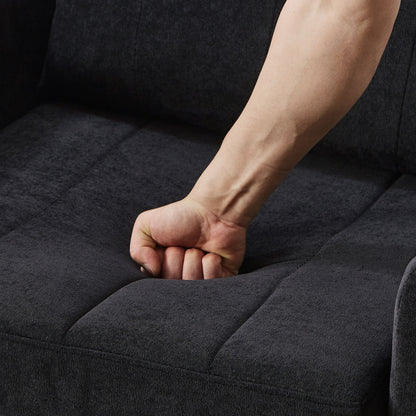 Upholstered Convertible Sleeper Sofa With 5 Position Backrest, Side Pockets, Storage - Black