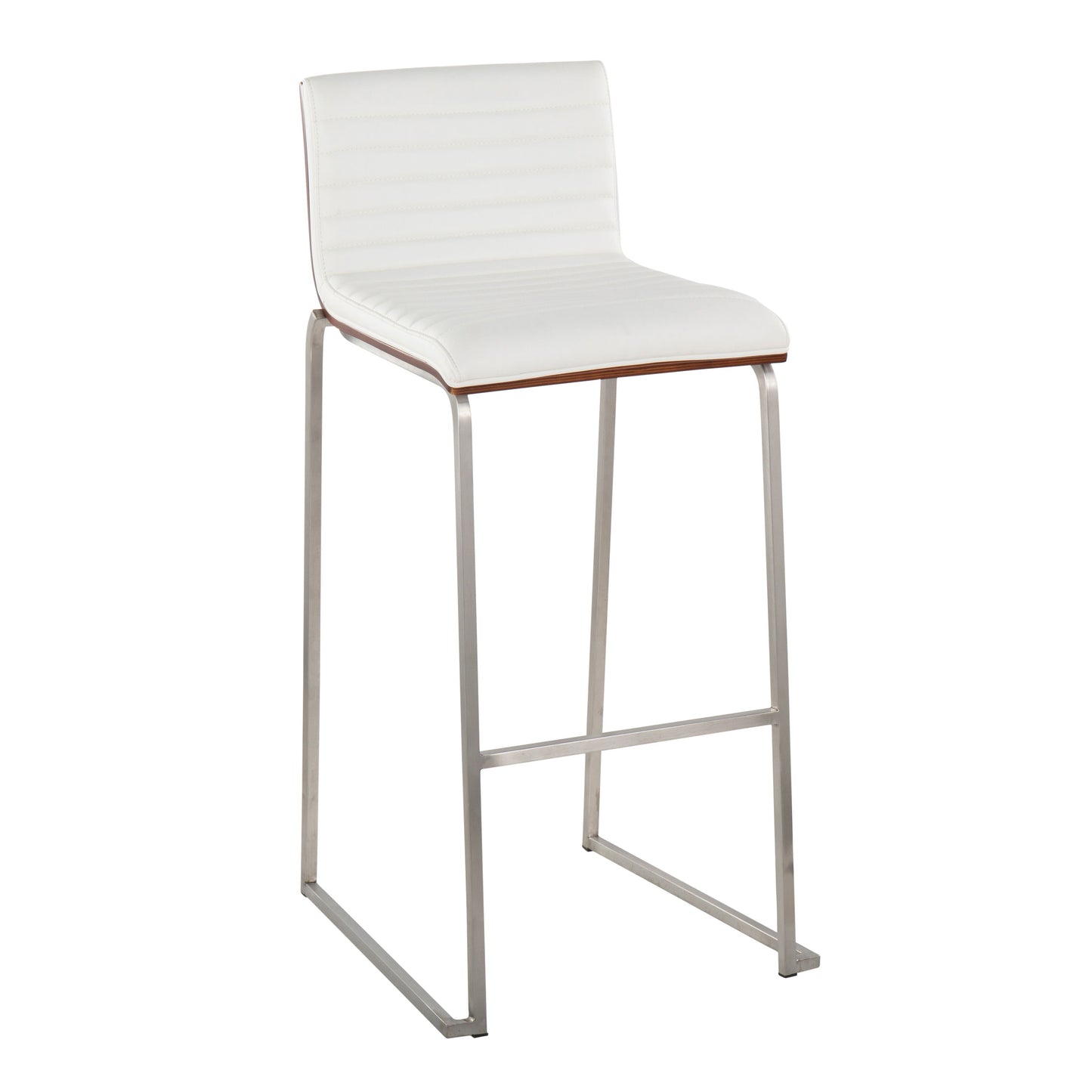 Mason Mara - Contemporary Fixed Height Barstool (Set of 2) - Walnut / White