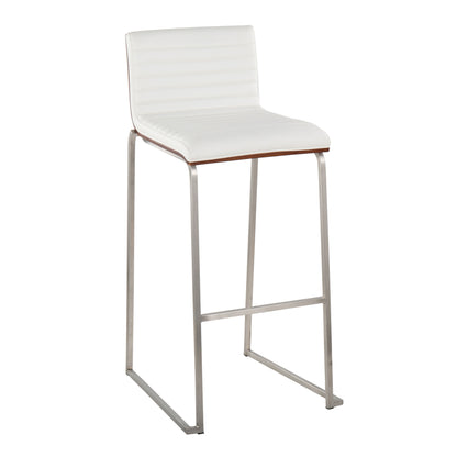 Mason Mara - Contemporary Fixed Height Barstool (Set of 2) - Walnut / White