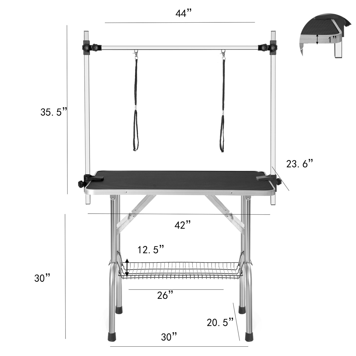 Large Grooming Table For Pet Dog And Cat With Adjustable Arm And Clamps Large Heavy Duty Animal Grooming Table - Black