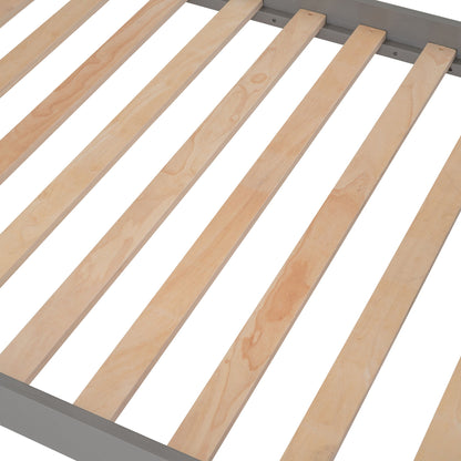 Stairway Twin Over Twin Bunk Bed With Storage And Guard Rail For Bedroom - Gray