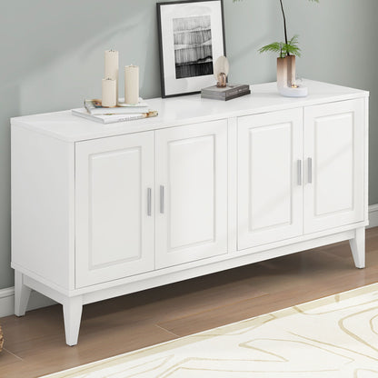 4 Door Sideboard Storage Cabinet With Door Shelf For Living Room And Dining Room, 2 Large Cabinets With Adjustable Shelf - White