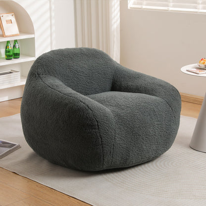 Giant Bean Bag Chair For Adults, Spacious Memory Foam Bean Bag Sofa With Armrests Teddy Fabric, Comfy Seating For Living Room Or Bedroom - Light Grayish Green