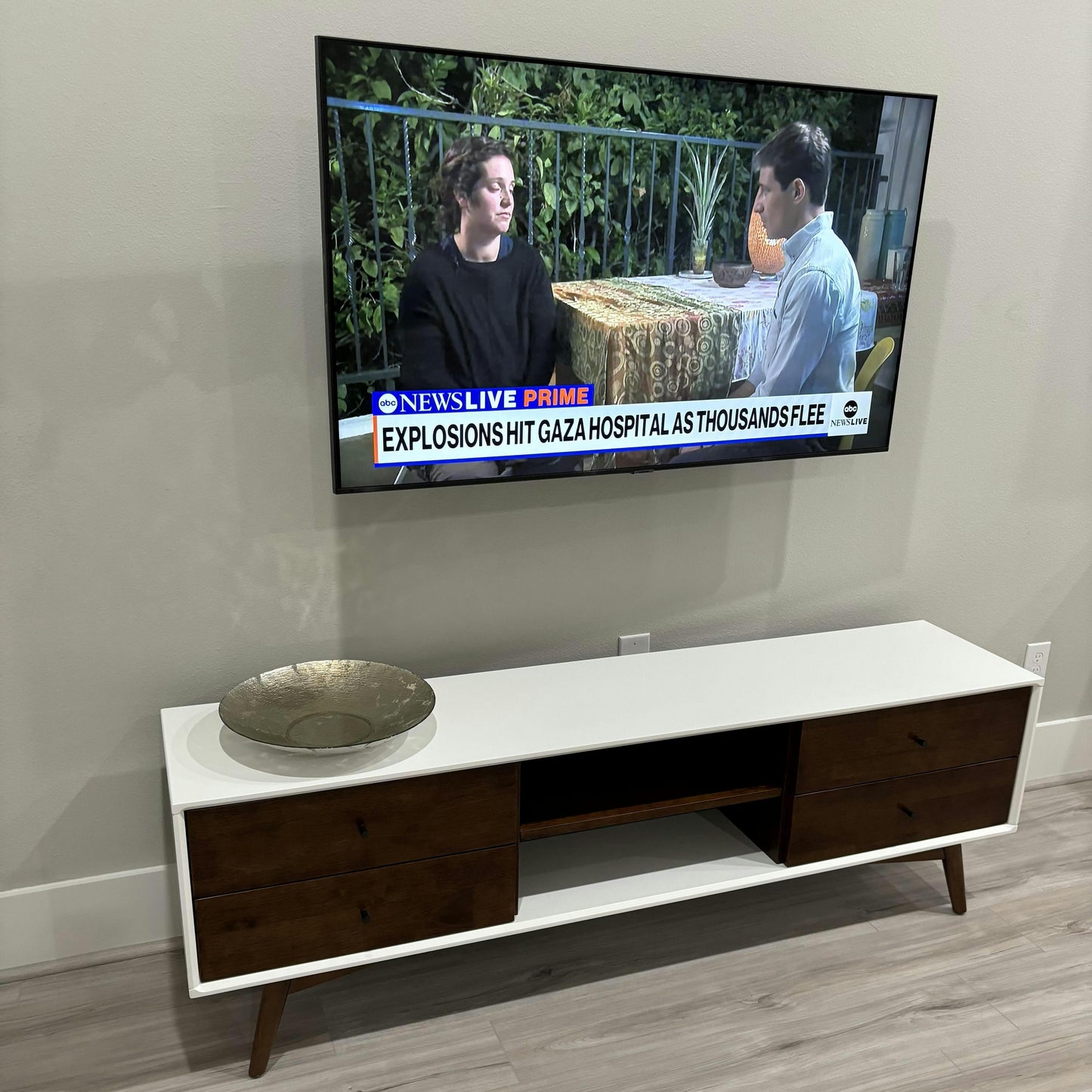 Caroline - White TV Stand Up To 72" - Brown / White