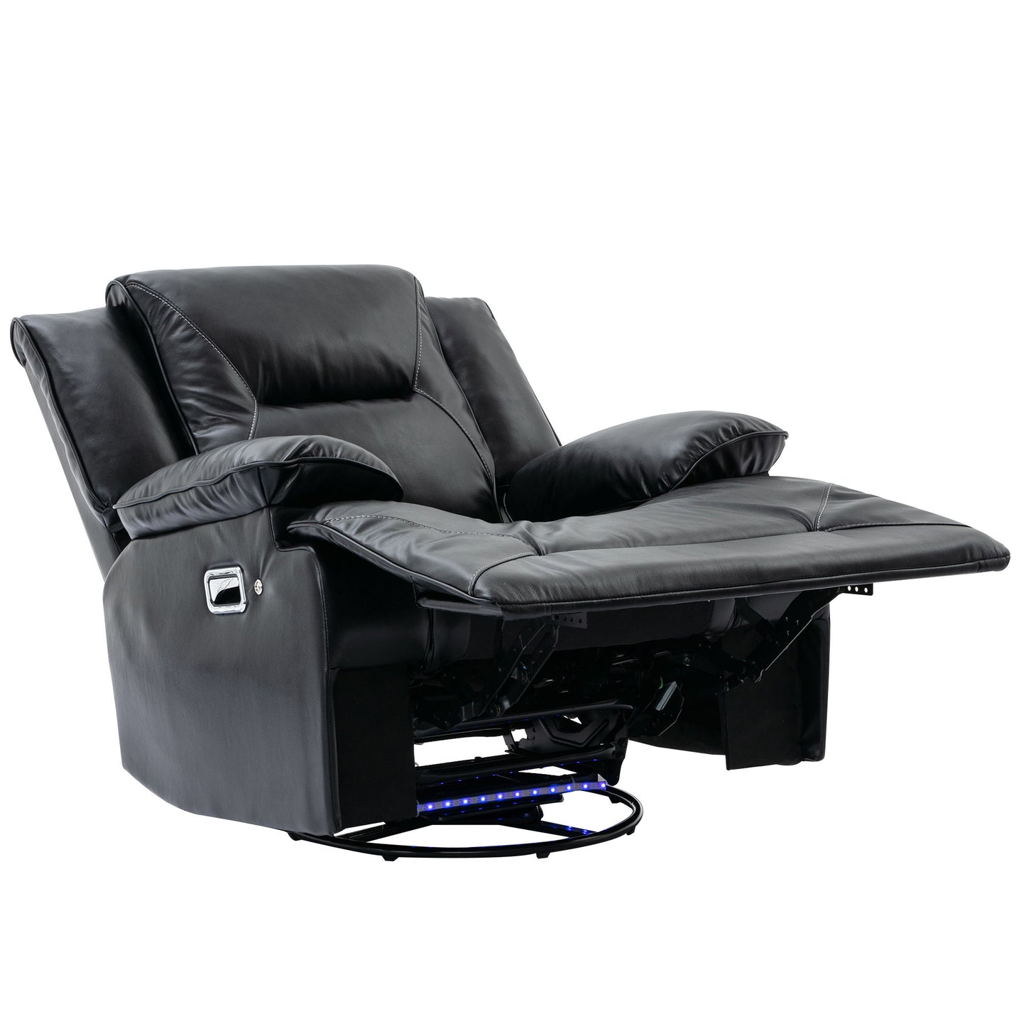 360ÔøΩÔøΩ Swivel And Rocking Home Theater Recliner Manual Recliner Chair With A Led Light Strip For Living Room - Black