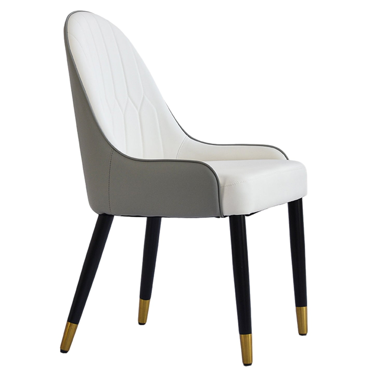 Modern Sponge-Filled Dining Chair, Solid Wood Metal Legs, Suitable For Restaurants, Living Rooms And Rooms (Set of 2) - White / Gray