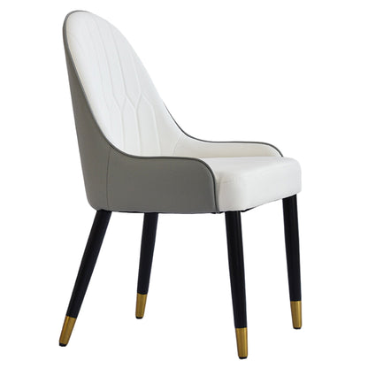 Modern Sponge-Filled Dining Chair, Solid Wood Metal Legs, Suitable For Restaurants, Living Rooms And Rooms (Set of 2) - White / Gray