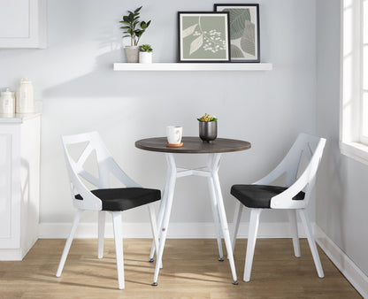 Clara Charlotte - 3 Piece Round Dinette Set With Rounded Top - White / Charcoal