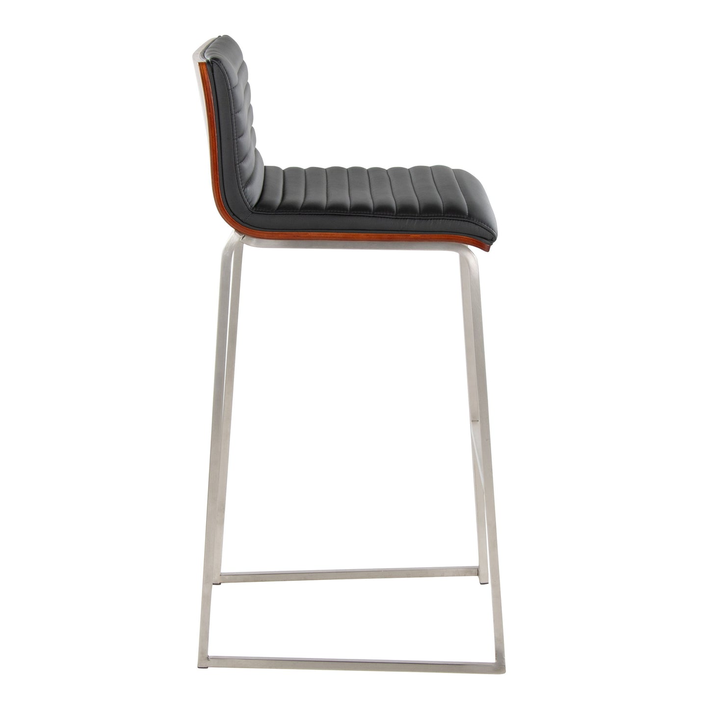 Mason Mara - Contemporary Fixed Height Barstool (Set of 2) - Walnut / Black