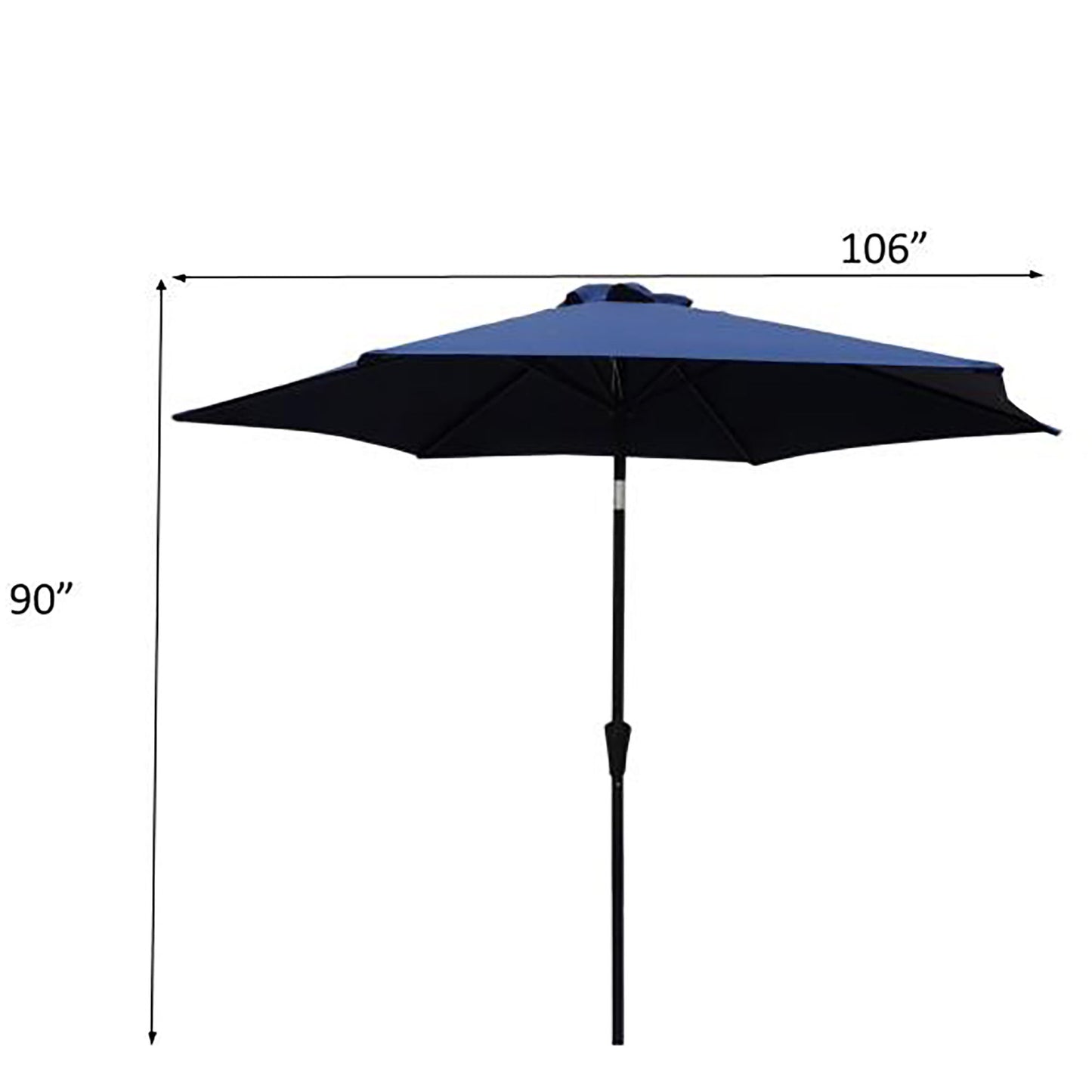 8.8' Outdoor Aluminum Patio Umbrella, Patio Umbrella, Market Umbrella With 33 Pounds Round Resin Umbrella Base, Push Button Tilt And Crank Lift - Navy Blue