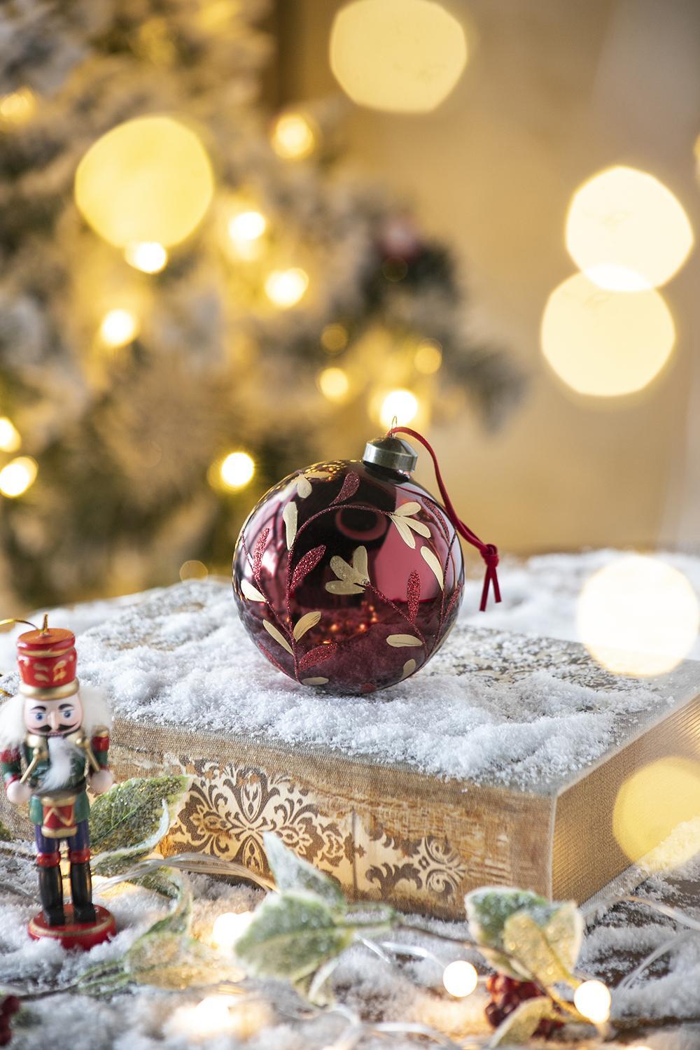 Christmas Ball Ornaments, Decorative Hanging Ball Christmas Tree Ornaments, For Holiday Party Decorations (Set of 6) - Red