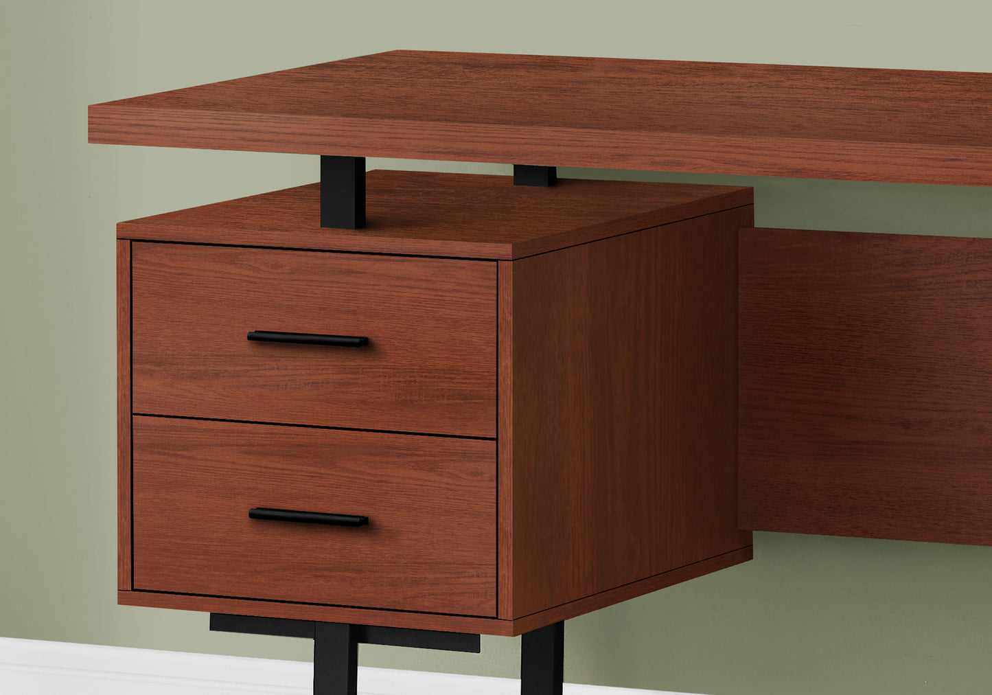Computer Desk For Home Office, Laptop, Left, Right Set - Up, Storage Drawers, Contemporary & Modern - Cherry