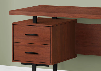 Computer Desk For Home Office, Laptop, Left, Right Set - Up, Storage Drawers, Contemporary & Modern - Cherry