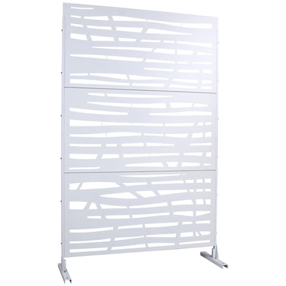 Outdoor & Indoor Privacy Screen Metal Privacy Screen, Freestanding Decorative Screen For Deck Balcony Patio - White