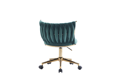 Office Desk Chair, Upholstered Home Office Desk Chairs With Adjustable Swivel Wheels, Ergonomic Office Chair For Living Room, Bedroom, Office, Vanity Study - Emerald