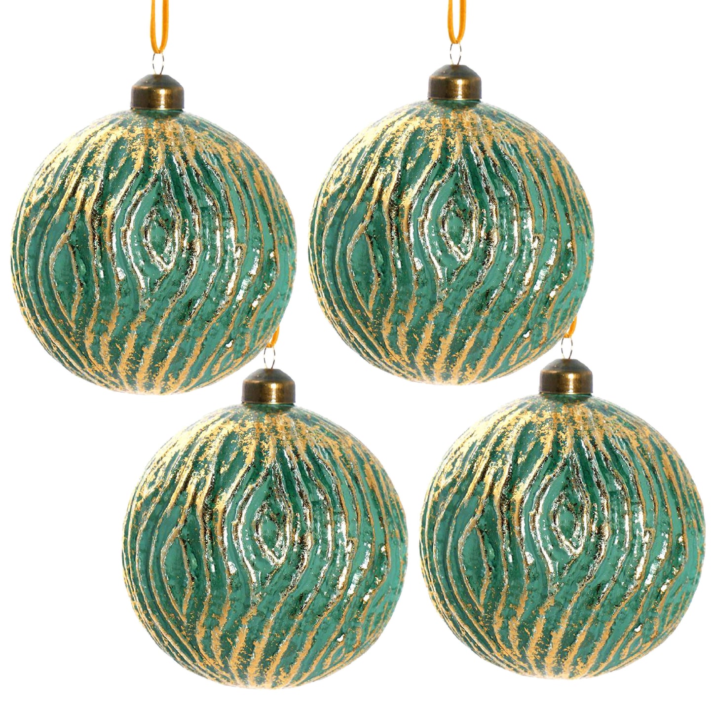 Christmas Ball Ornaments, Glass Decorative Hanging Ball Christmas Tree Ornaments For Holiday Party Decorations (Set of 4) - Green