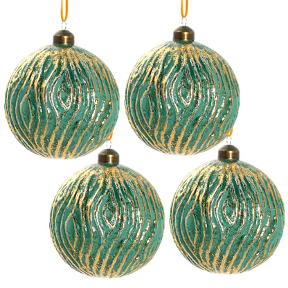 Christmas Ball Ornaments, Glass Decorative Hanging Ball Christmas Tree Ornaments For Holiday Party Decorations (Set of 4) - Green