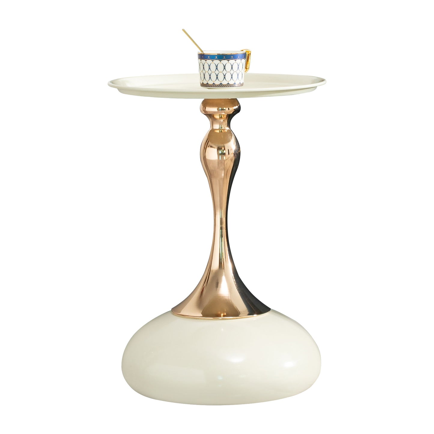 Modern Small Round Side Table For Small Spaces Carbon Steel Cocktail Table - Milk White