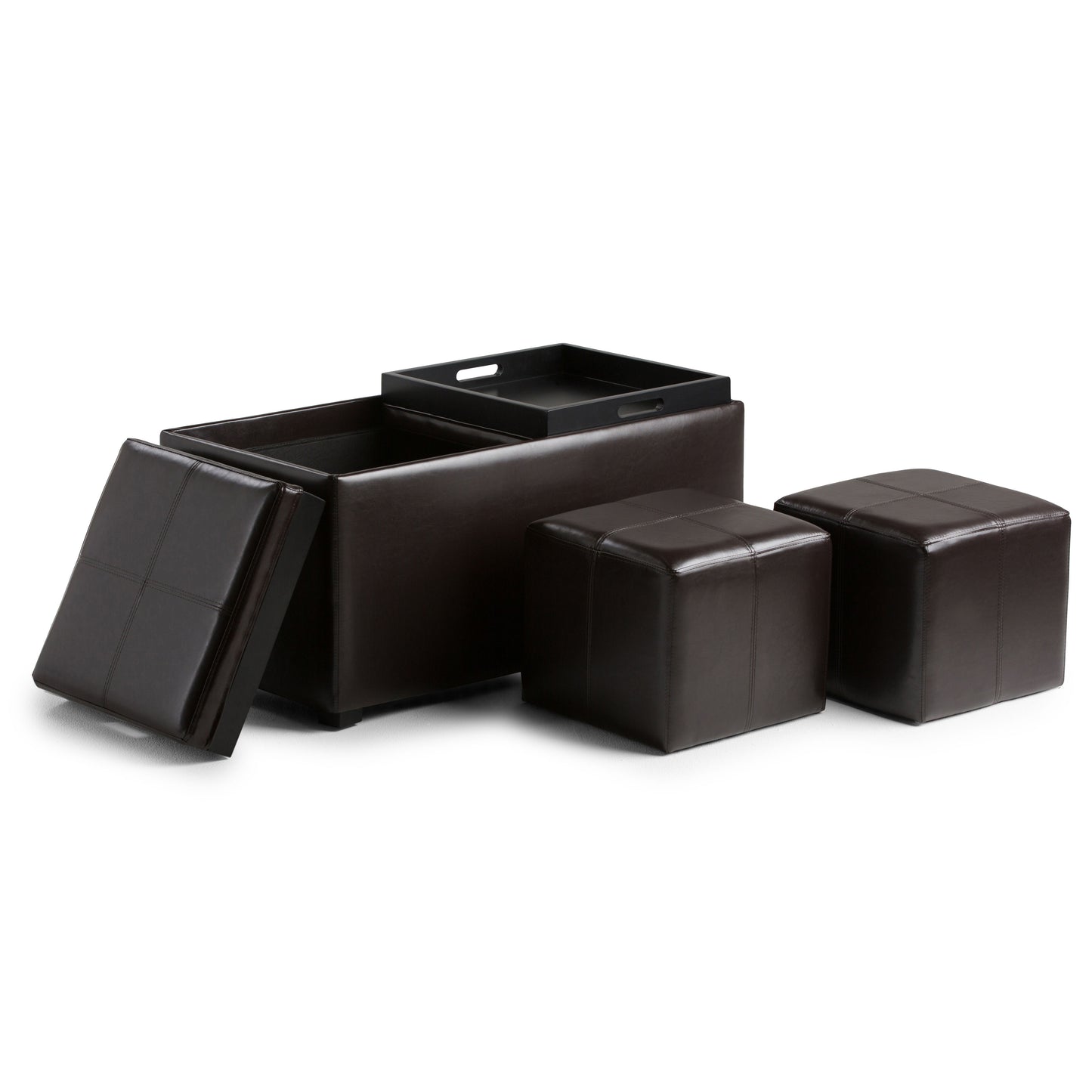 Avalon - 5 Piece Storage Ottoman - Tanners Brown