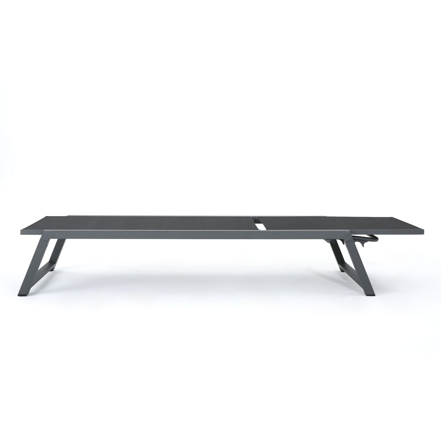 Outdoor Chaise Lounge With Mesh Back And Metal Frame - Black
