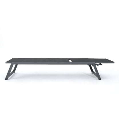 Outdoor Chaise Lounge With Mesh Back And Metal Frame - Black