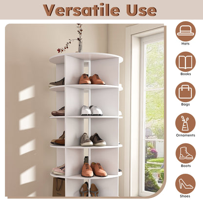6 Tier Spinning Shoe Rack, Free Standing 360ÔøΩÔøΩ Revolving Shoe Organizer - White