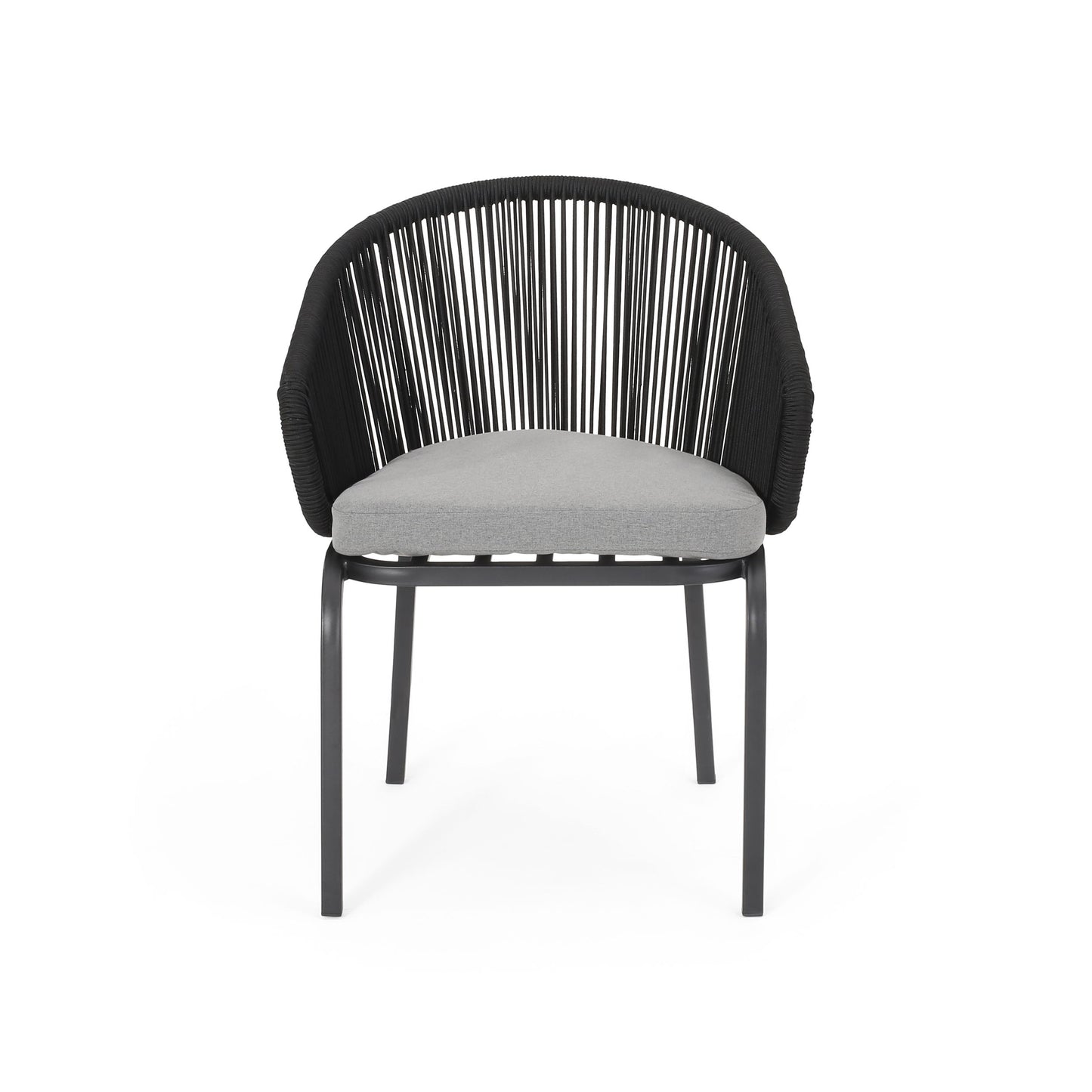 Outdoor Accent Chair With Rope Weave And Metal Frame (Set of 2) - Gray