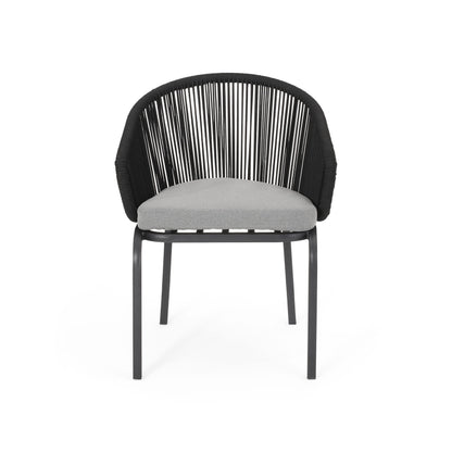 Outdoor Accent Chair With Rope Weave And Metal Frame (Set of 2) - Gray