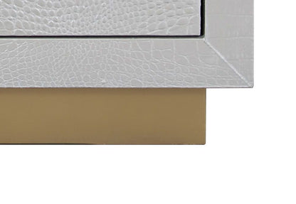 Anpu - Faux Crocodile Skin Console Cabinet - Silver