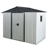 8Ft X 4Ft Outdoor Metal Storage Shed With Window And Metal Foundation For Backyard, Patio, Lawn - White / Black