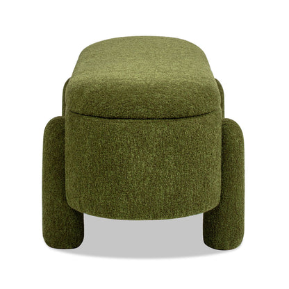 Hugo - Oval Fully Upholstered Storage Bench - Moss Green