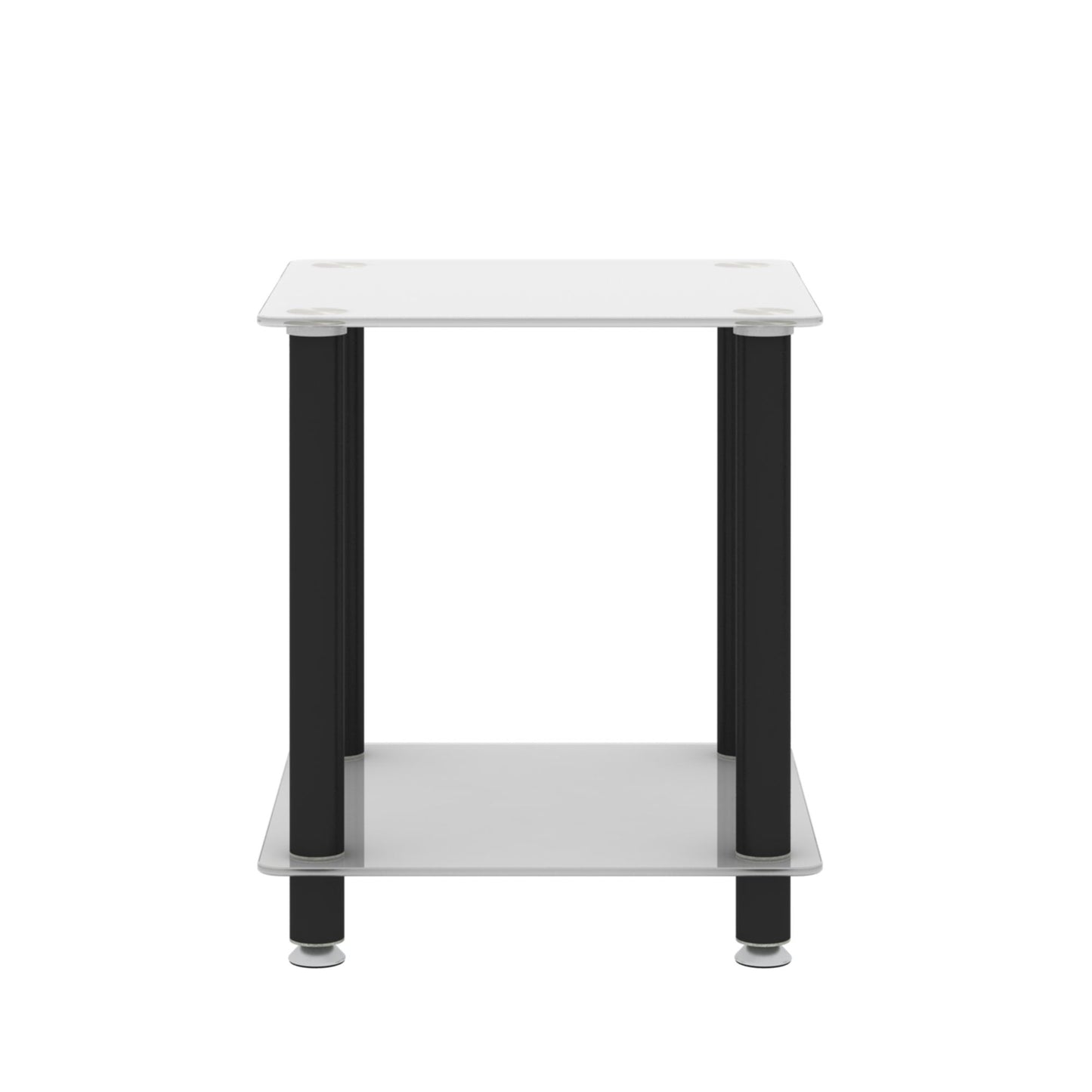 Side Table, 2 Tier Space End Table, Modern Night Stand, Sofa Table, Side Table With Storage Shelve - White / Black